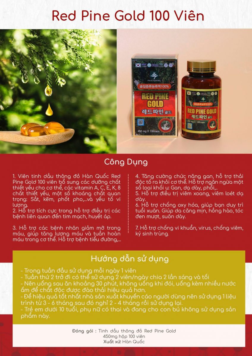 Tinh Dầu Thông Đỏ Hàn Quốc hộp 100 viên